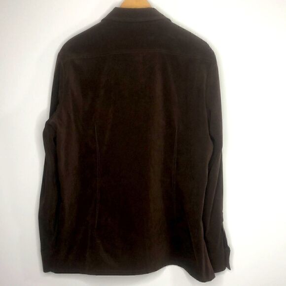 ALLISON TAYLOR Stretch Brown Button-Down Blouse Classic Wear Size XL - Picture 3 of 9